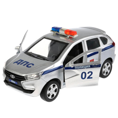 Металлическая инерционная машинка Lada Xray Полиция Технопарк Lada-Xray